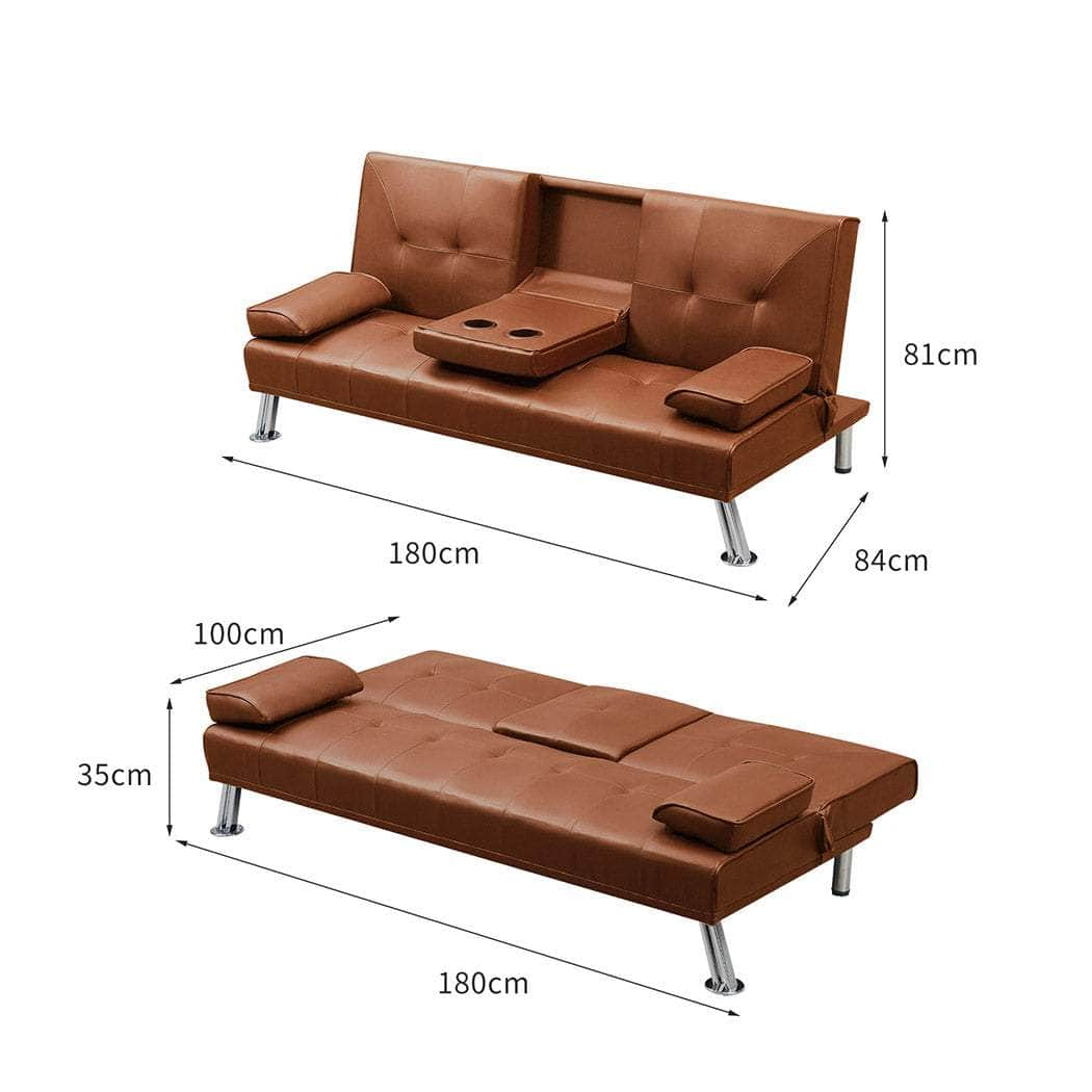 Sofa Bed Adjustable Recliner Brown