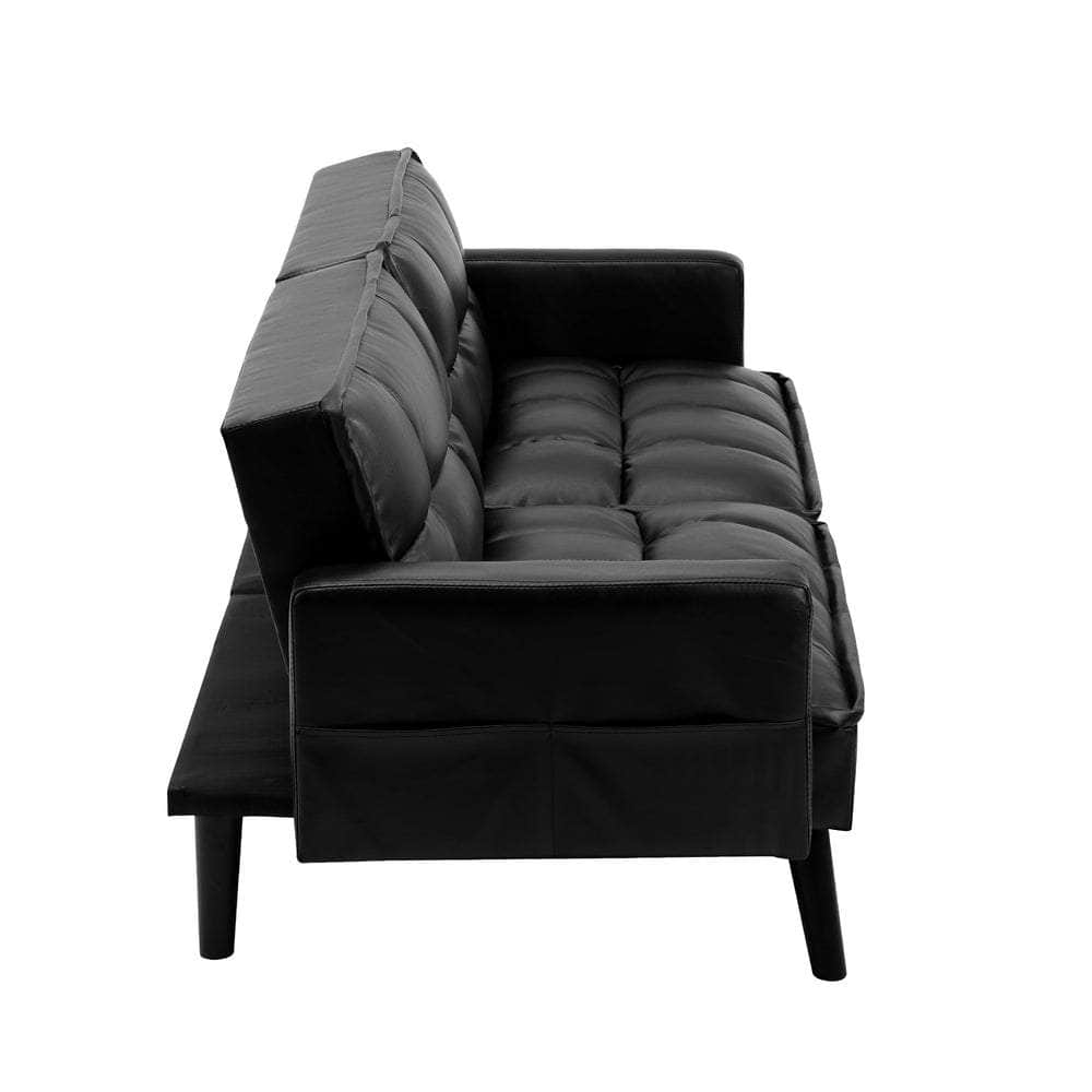 Sofa Bed Velvet Leather 3-Seater Green/Grey/Black