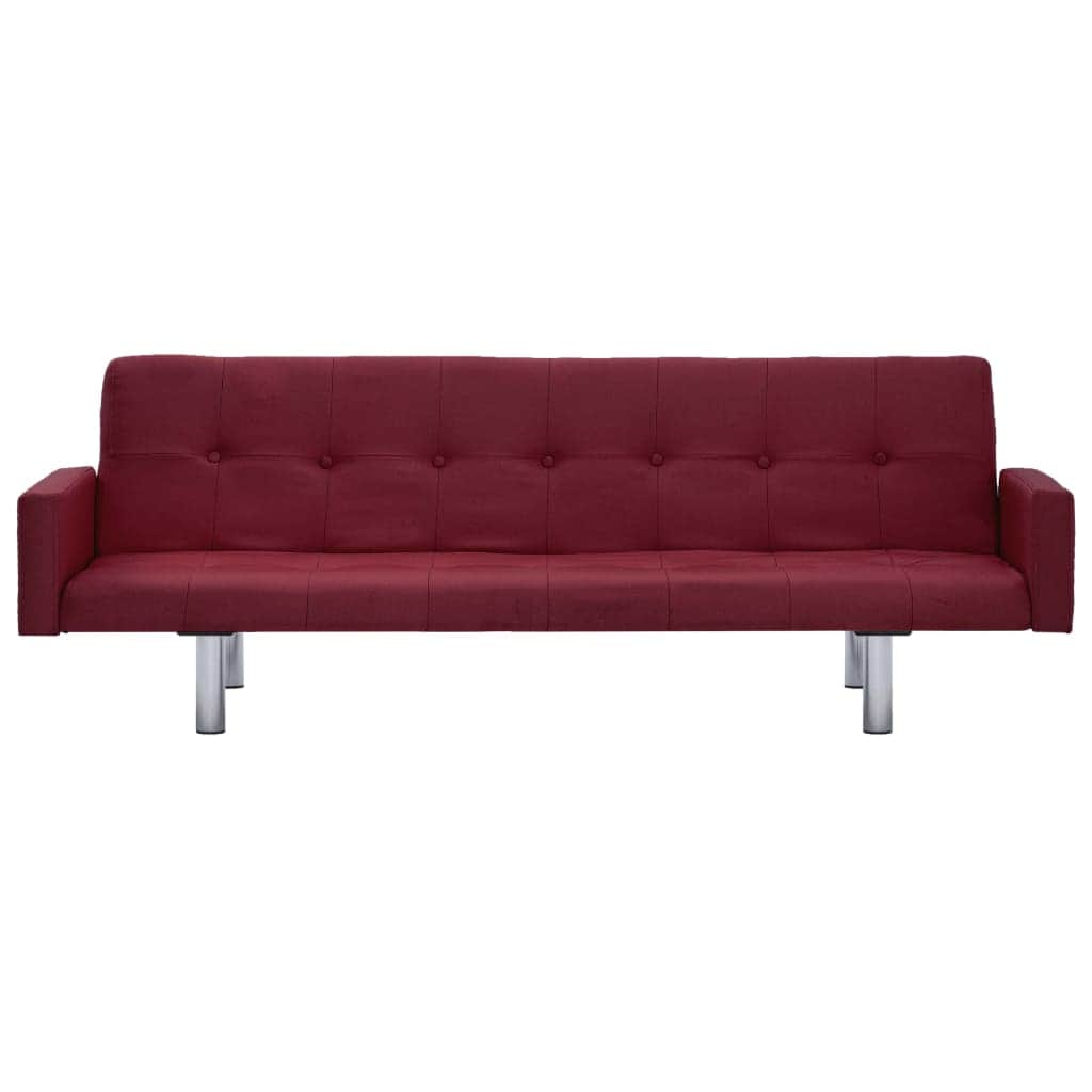 Sofa Bed with Armrest Wine Red Polyester