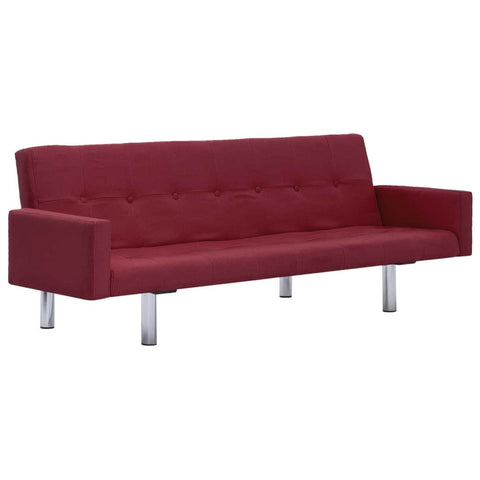 Sofa Bed with Armrest Wine Red Polyester