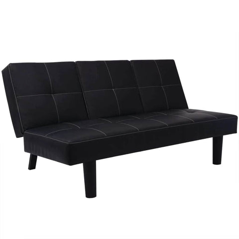 Sofa Bed with Drop-Down Table Artificial Leather Black