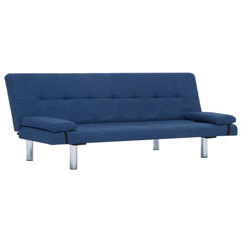 Sofa Bed with Two Pillows Blue Polyester