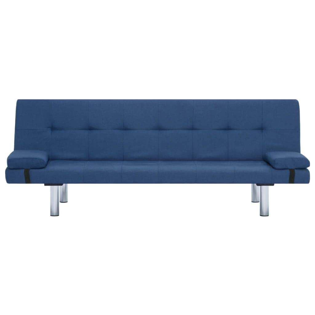 Sofa Bed with Two Pillows Blue Polyester