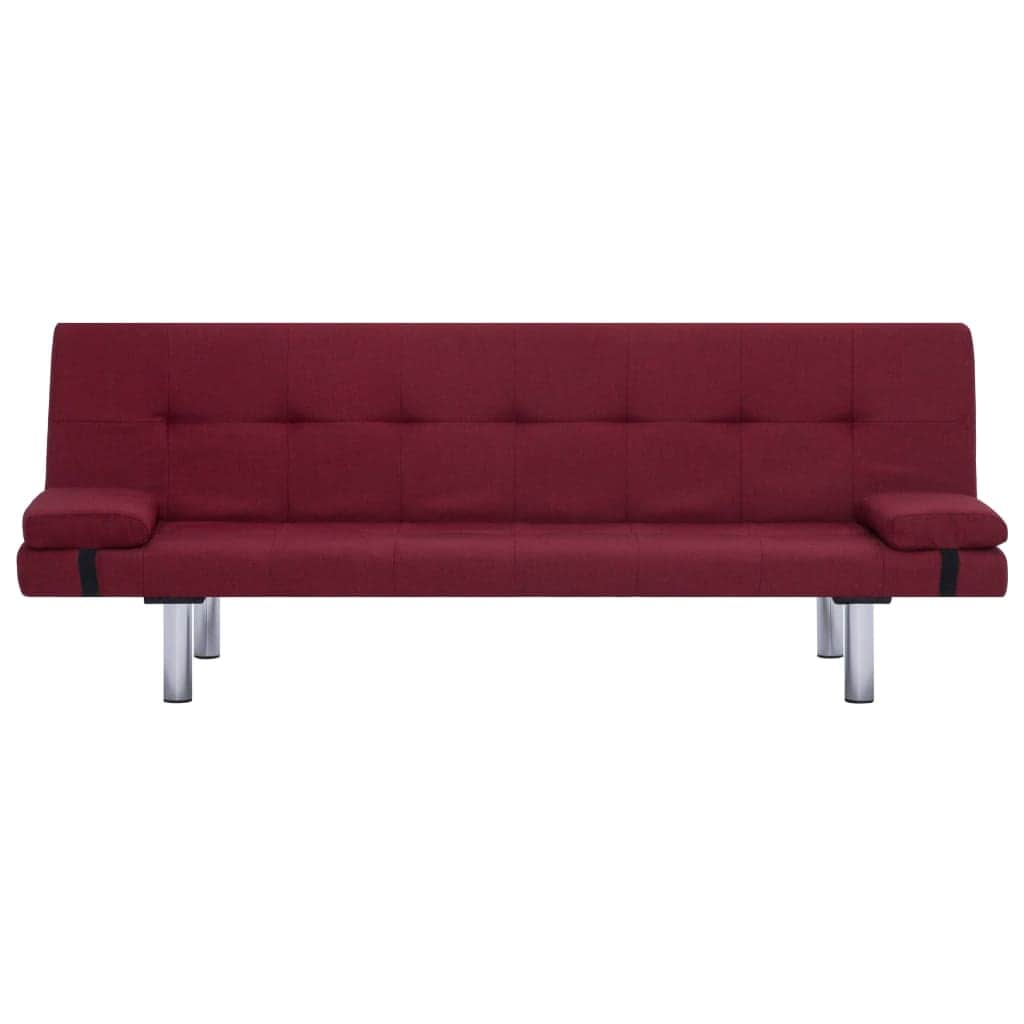 Sofa Bed with Two Pillows Wine Red Polyester