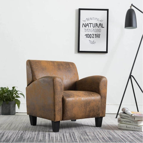 Sofa Chair Brown Suede Leather