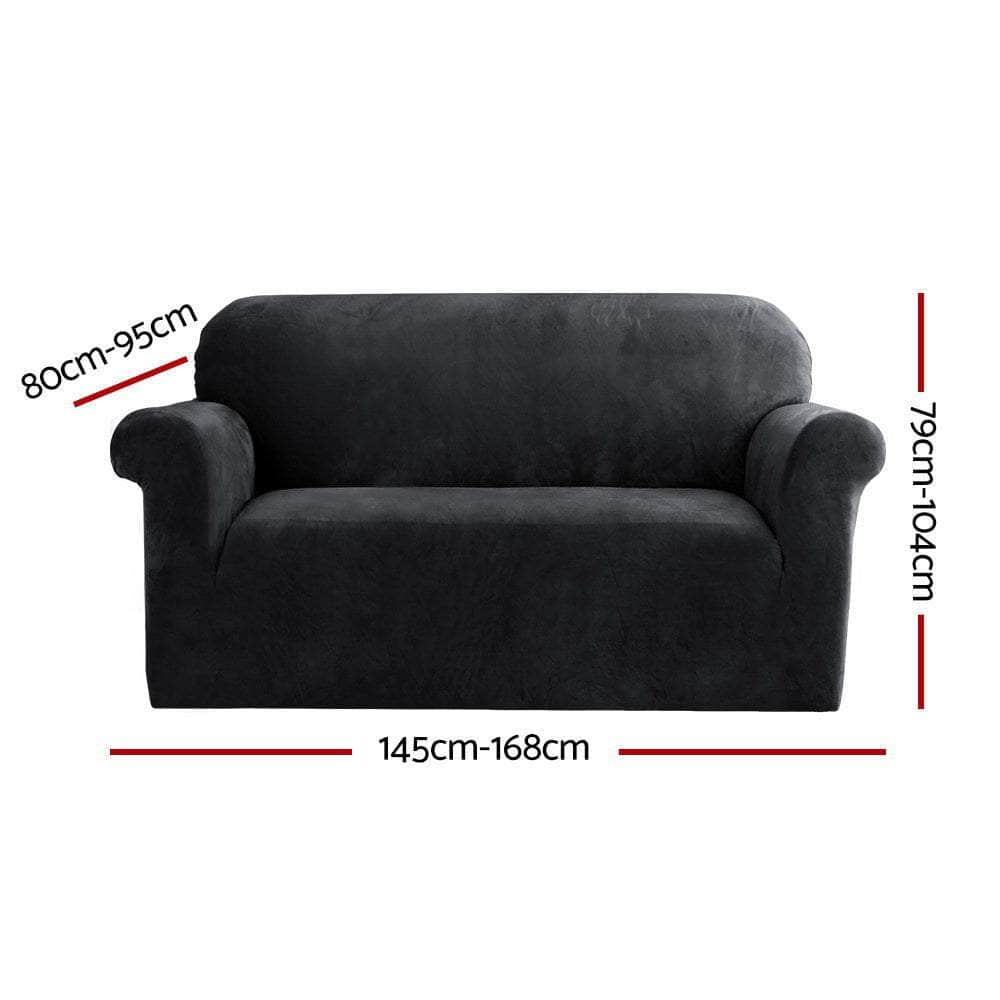 Sofa Cover Couch Covers 2 Seater Velvet Black