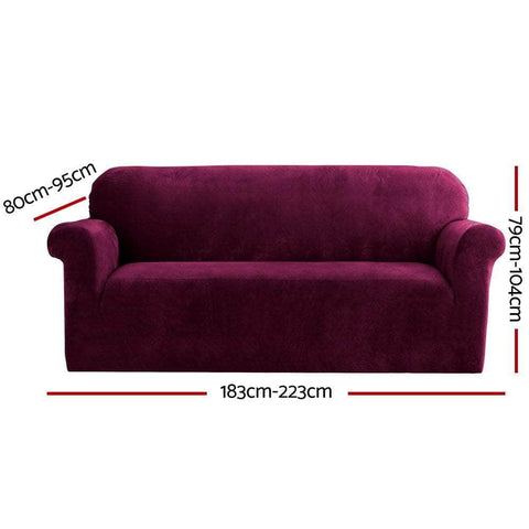 Sofa Cover Couch Covers 3 Seater Velvet Ruby Red