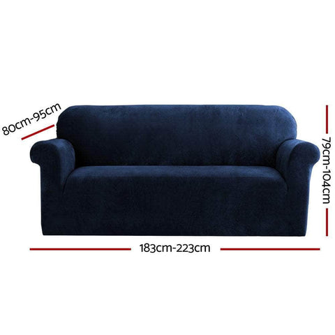 Sofa Cover Couch Covers 3 Seater Velvet Sapphire