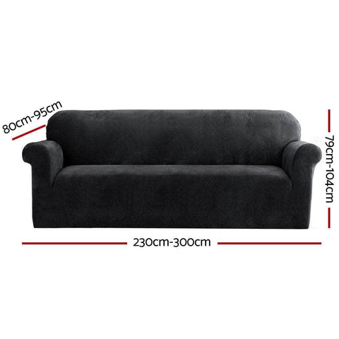 Sofa Cover Couch Covers 4 Seater Velvet Black