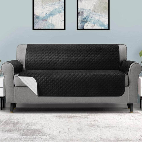 Sofa Cover Quilted Couch Covers 100% Water Resistant 4 Seater Black