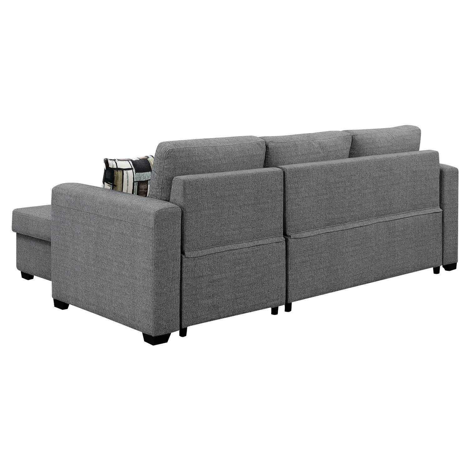 Fontana Pullout Sofa Bed with Storage Chaise Lounge  - Grey