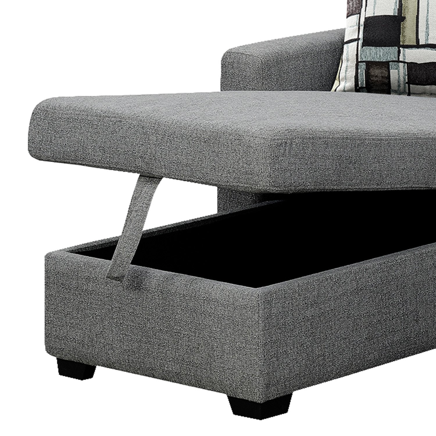 Fontana Pullout Sofa Bed with Storage Chaise Lounge  - Grey