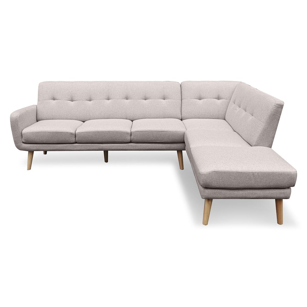 Linen Corner Sofa Lounge L-shaped Chaise Light Grey