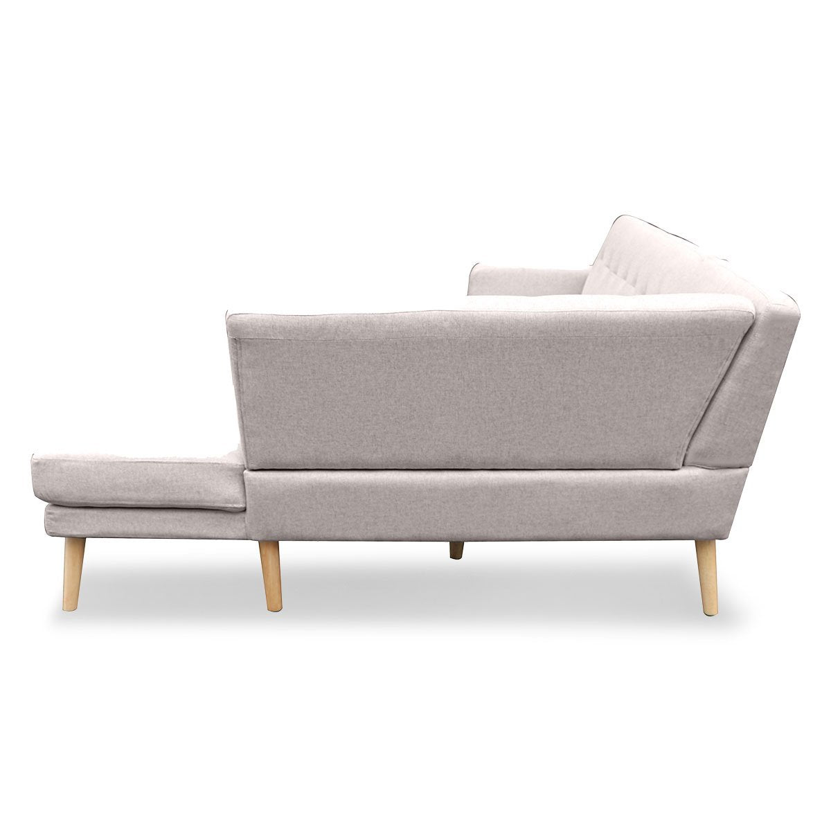 Linen Corner Sofa Lounge L-shaped Chaise Light Grey