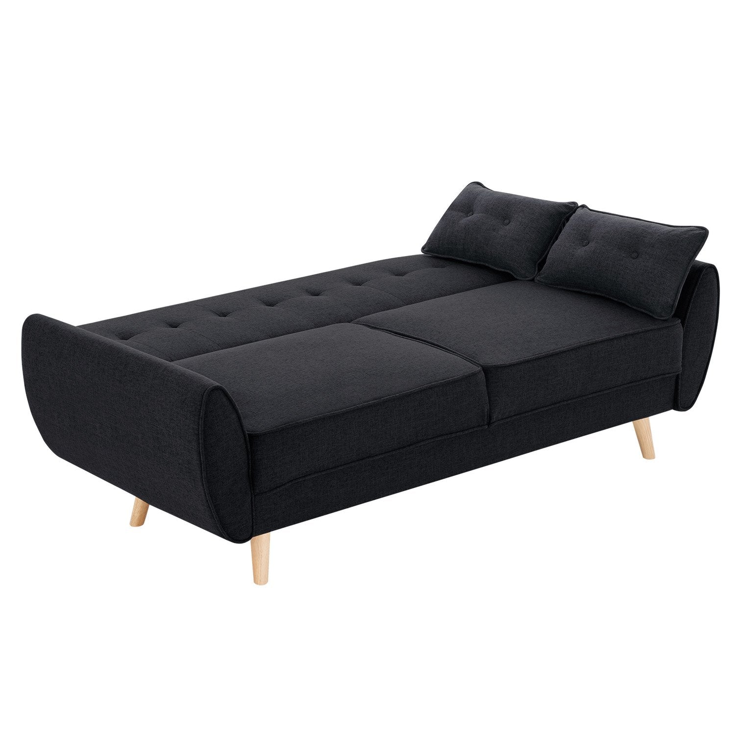 3 Seater Modular Linen Fabric Sofa Bed Couch Futon - Black