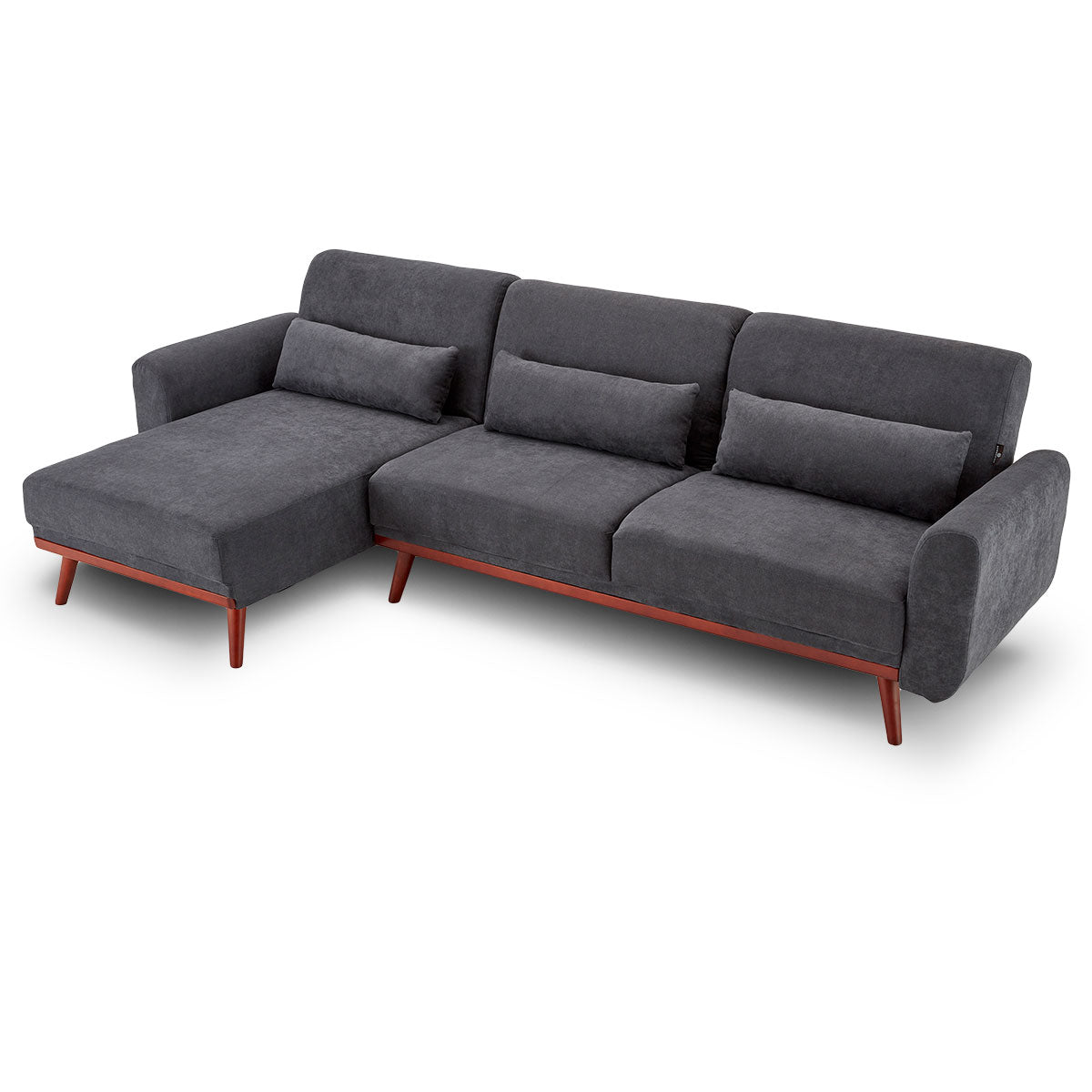 Velvet Sofa Bed Couch Lounge Chaise Cushions Dark Grey