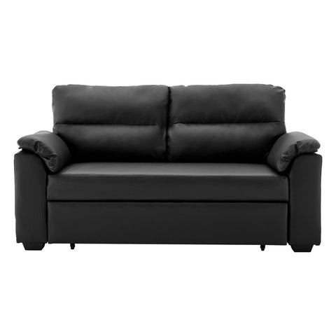 Leather Sofa Bed Couch Lounge - Black