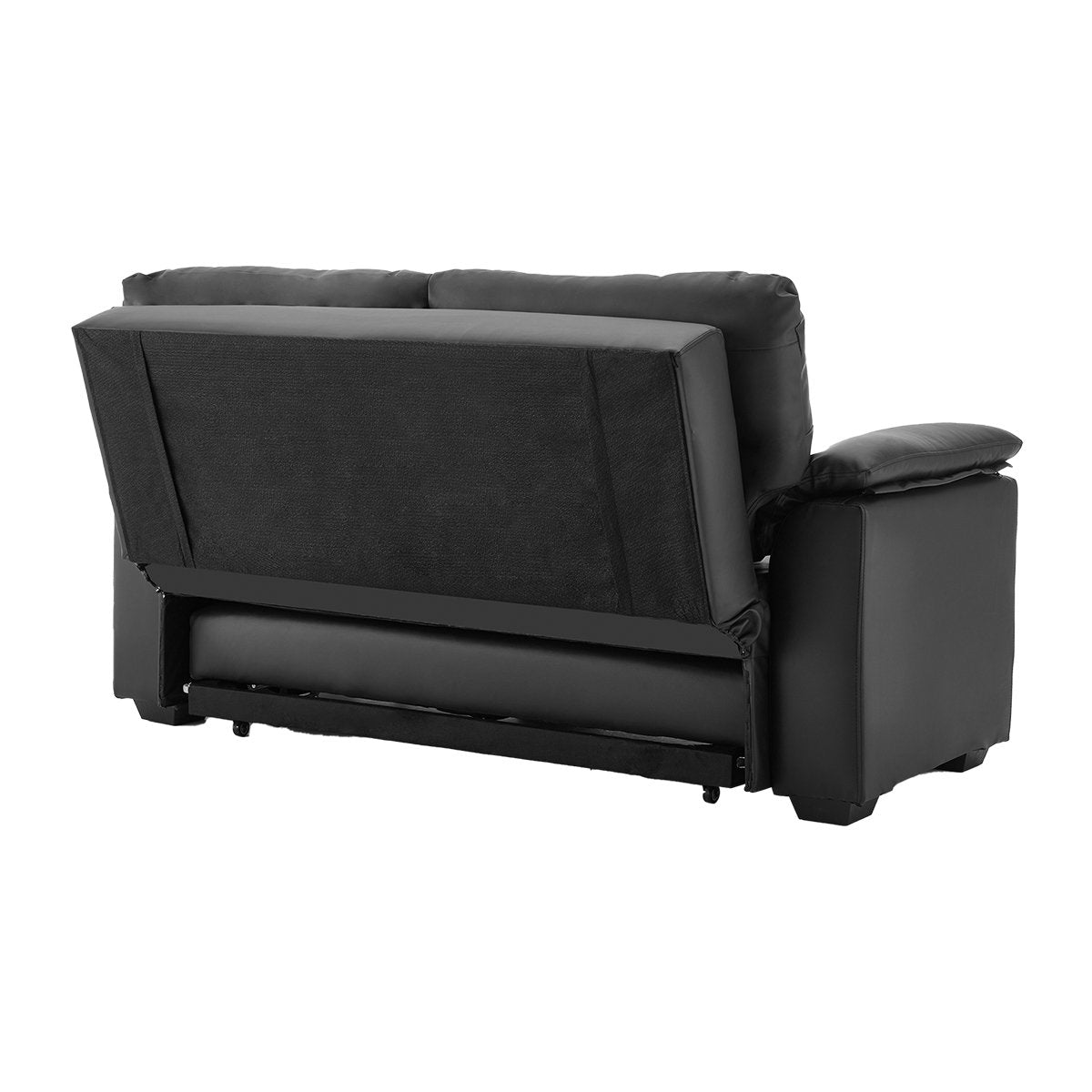 Leather Sofa Bed Couch Lounge - Black