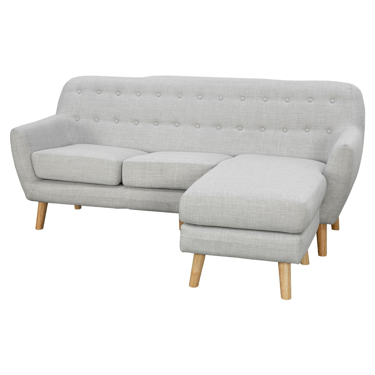 Linen Corner Wooden Sofa Lounge L-shaped with Left Chaise Light Grey