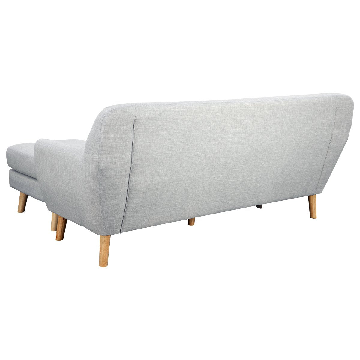 Linen Corner Wooden Sofa Lounge L-shaped with Left Chaise Light Grey