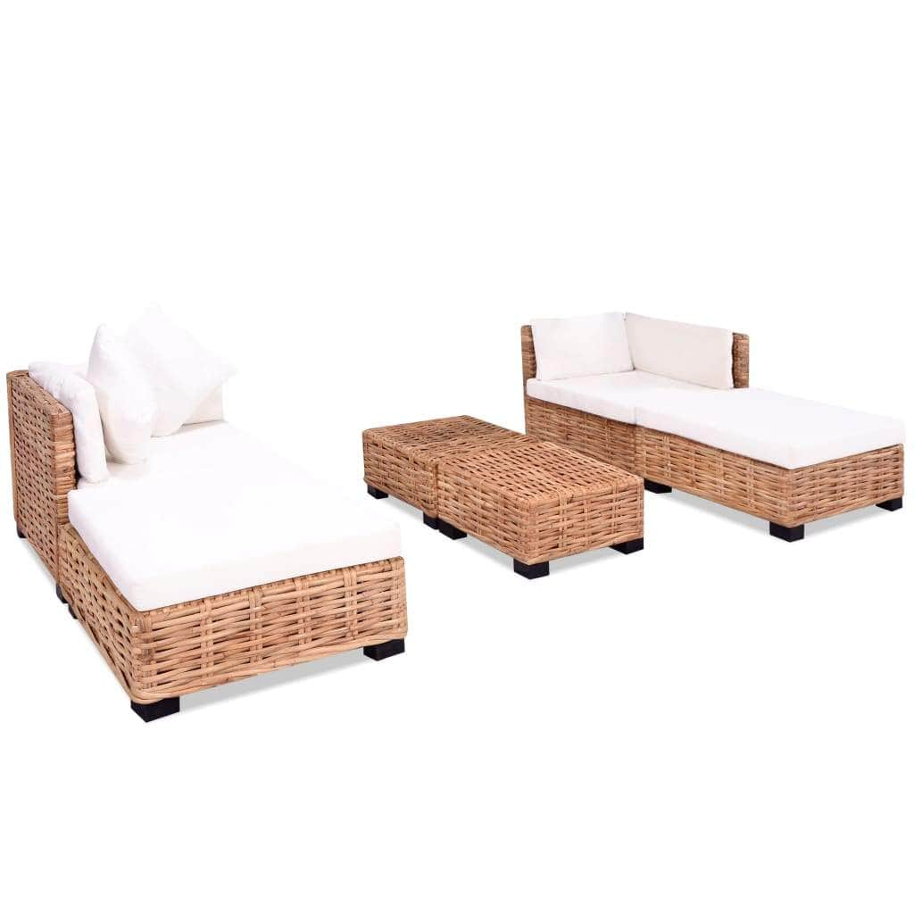 Sofa Set 16 Pieces Natural Rattan