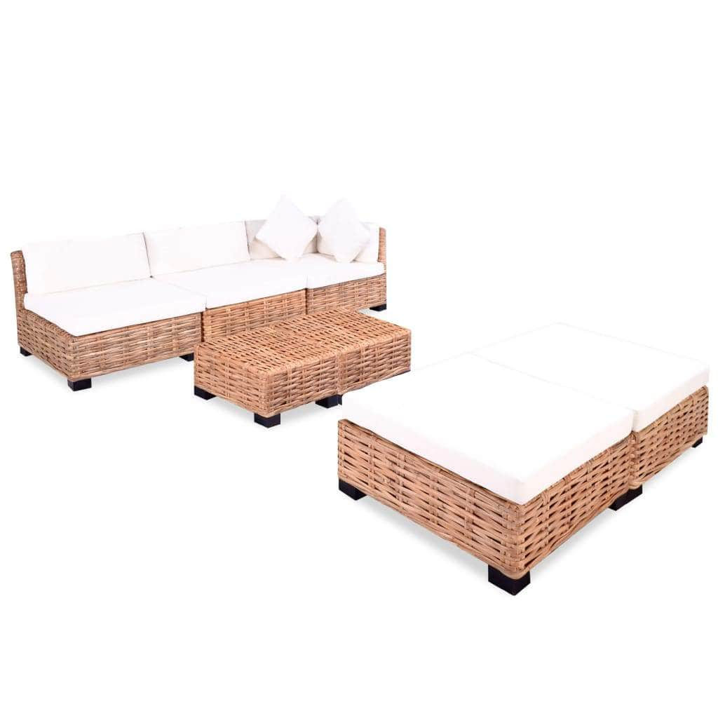 Sofa Set 18 Pieces Natural Rattan