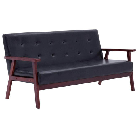 Sofa Set 2 Piece Black Leather