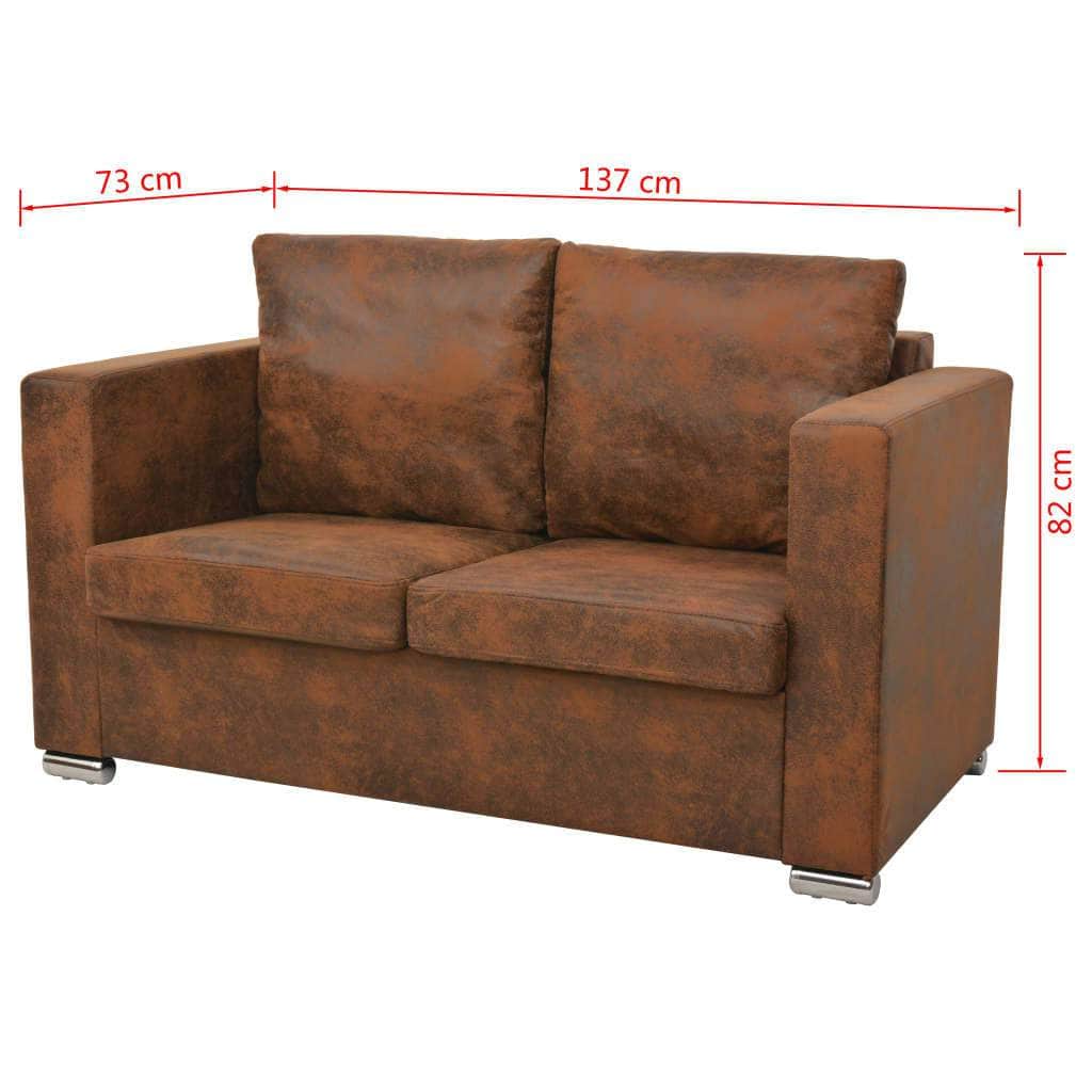 Sofa Set 2 Pieces Artificial Suede Leather