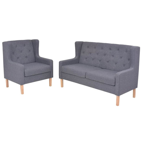 Sofa Set 2 Pieces Fabric Grey