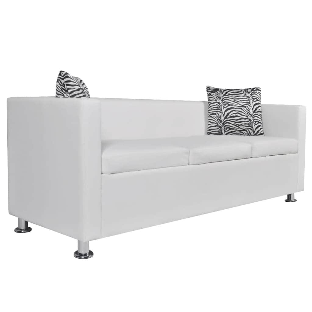 Sofa Set Artificial Leather 3-Seater and 2-Seater White