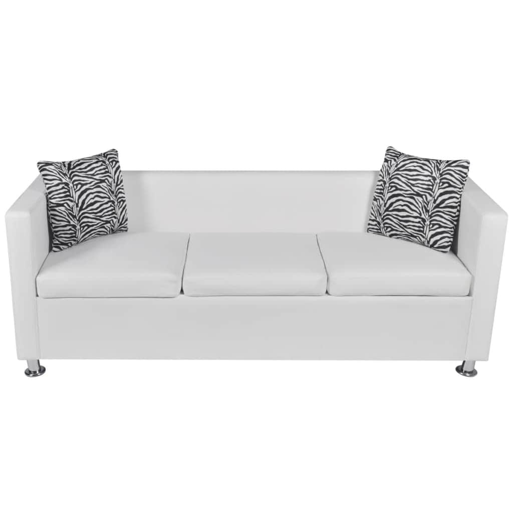 Sofa Set Artificial Leather 3-Seater and 2-Seater White