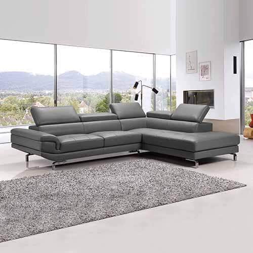 Sofa Set Spacious Chaise Lounge Leatherette Air Leather Grey