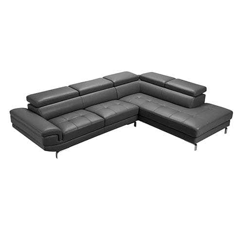 Sofa Set Spacious Chaise Lounge Leatherette Air Leather Grey