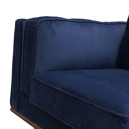 Soft Blue Velvet 3-Seater Sofa With Wooden Frame