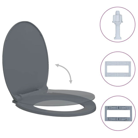 Soft-Close Toilet Seat Grey Oval