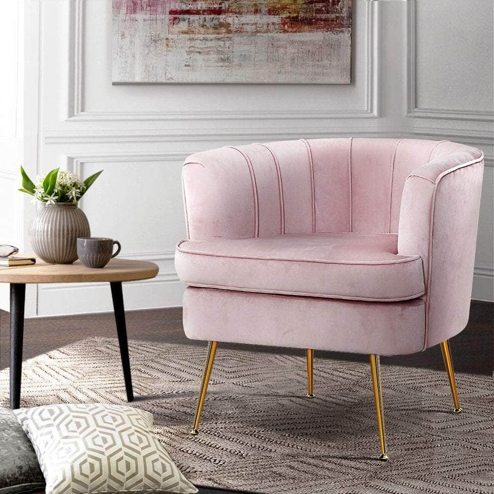 Soft velvet fabric Armchair Lounge Accent Chair Armchairs-GY/G/NA/P