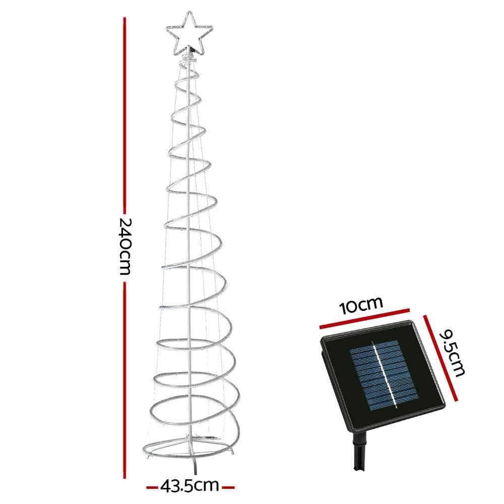 Solar Christmas Tree  2.4M LED Motif Lights in 8 Multi-Color Modes