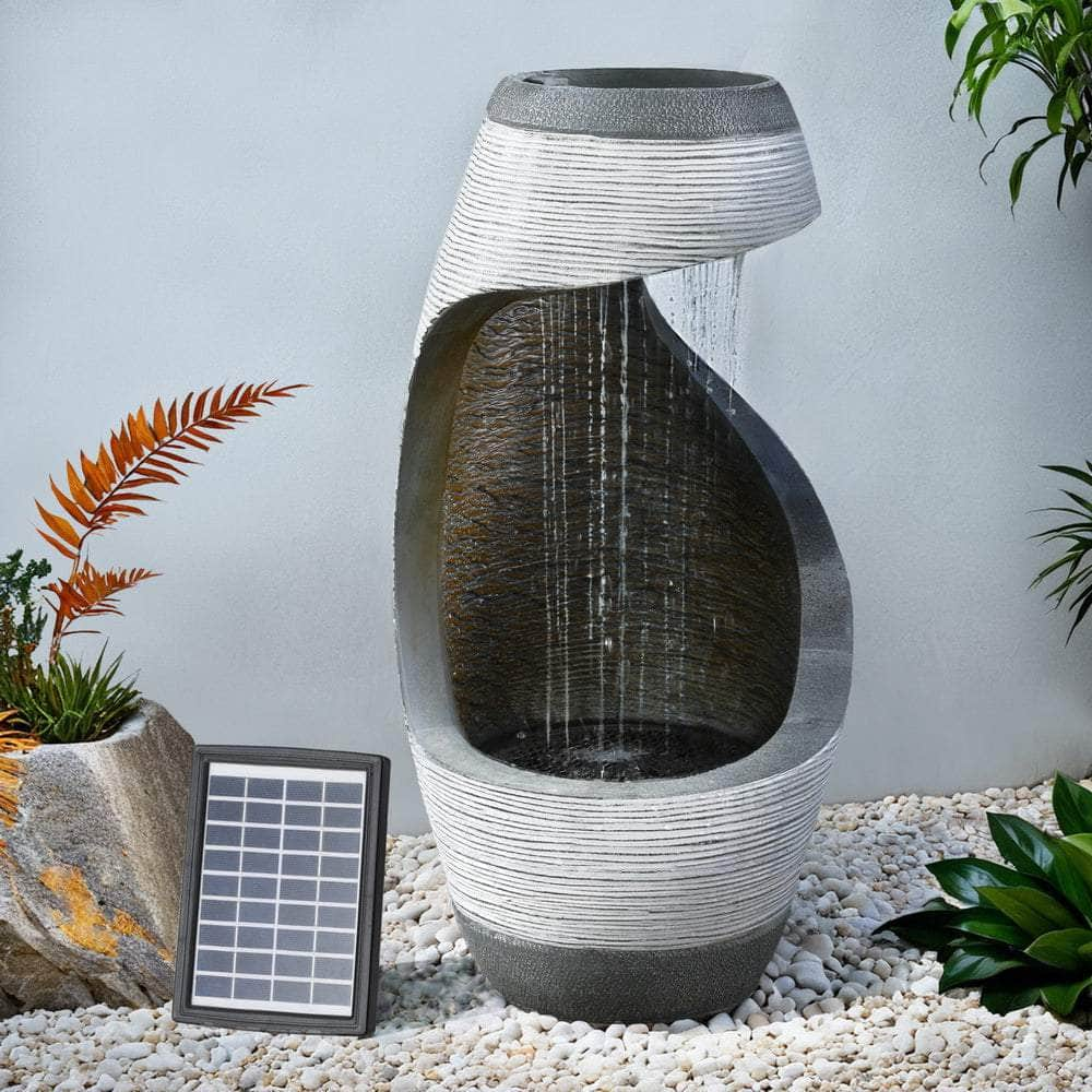 Solar Fountain Bird Bath 48CM Grey Garden Water Feature