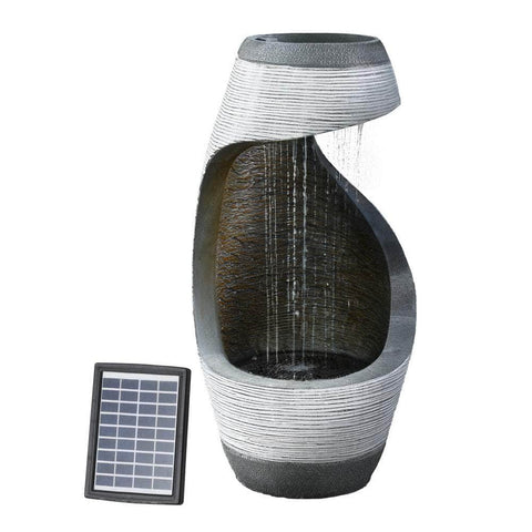 Solar Fountain Bird Bath 48CM Grey Garden Water Feature