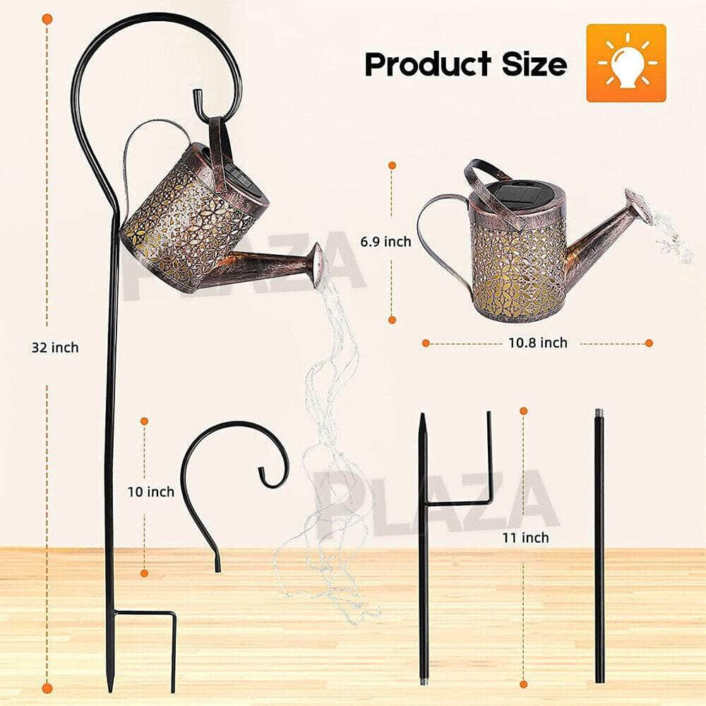 Solar LED Watering Can String Light Outdoor Garden Tree Art Waterfall Lamp Decor