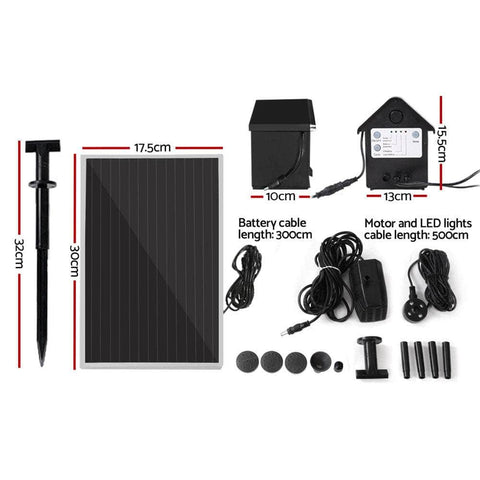 Solar Pond Pump With Battery Kit Led Lights 4Ft