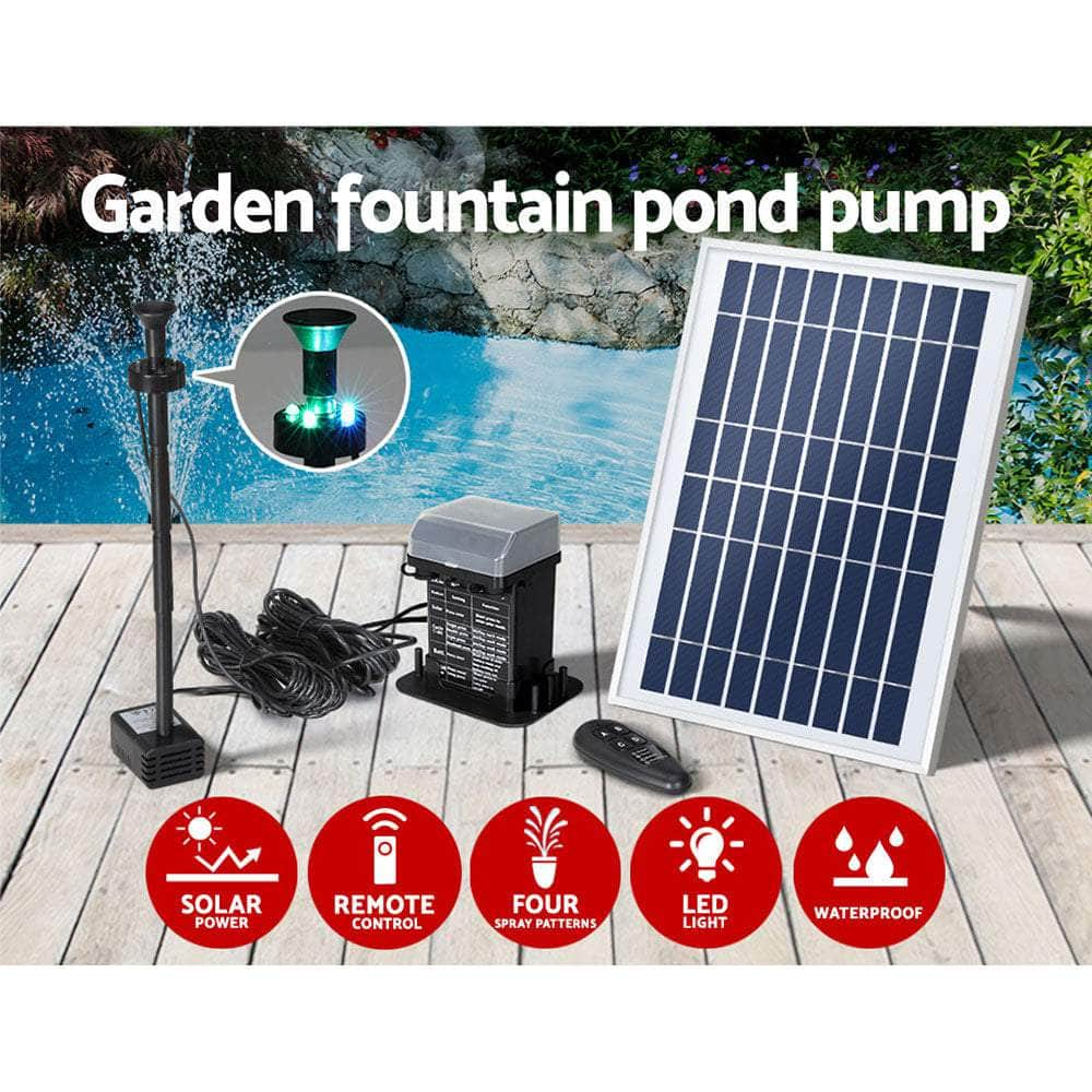 Solar Pond Pump With Battery Kit Led Lights 5.2Ft