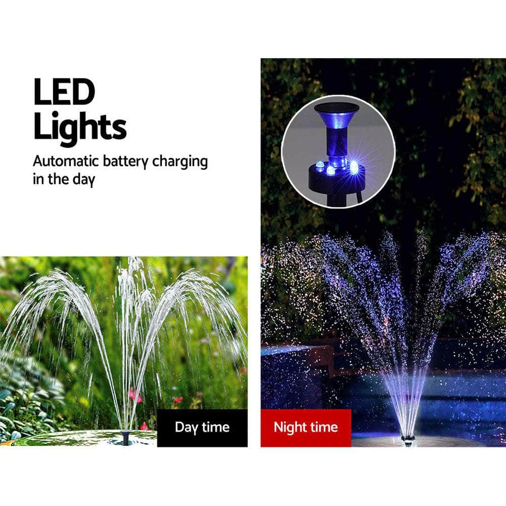 Solar Pond Pump With Battery Kit Led Lights 5.2Ft