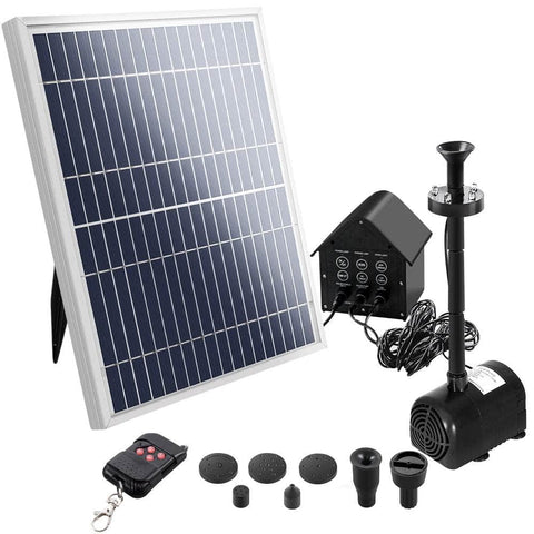 Solar Pond Pump with Battery Kit LED Lights 8.8 FT