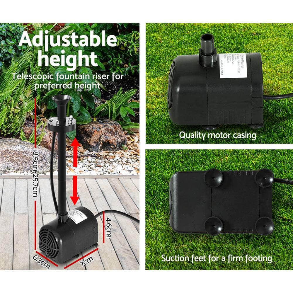 Solar Pond Pump with Battery Kit LED Lights 8.8 FT