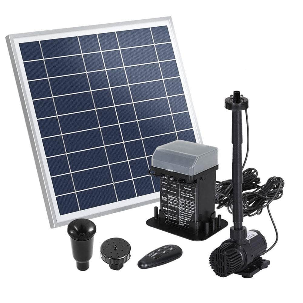 Solar Pond Pump With Battery Kit Led Lights 9.8Ft