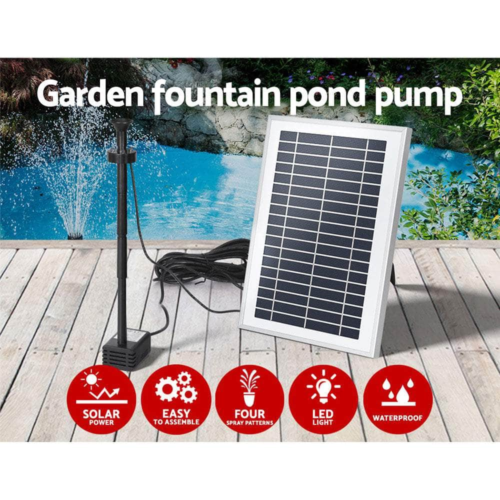 Solar Pond Pump with LED Lights & Battery