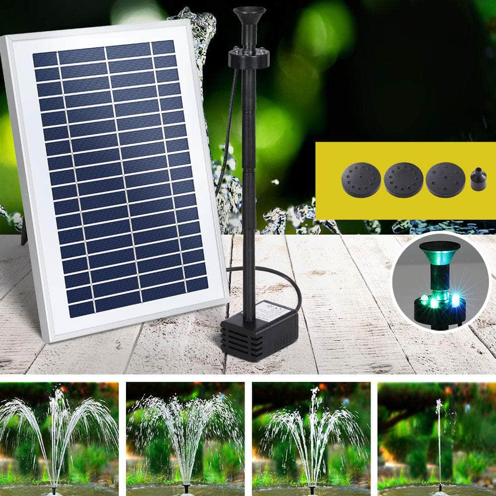 Solar Pond Pump with LED Lights & Battery