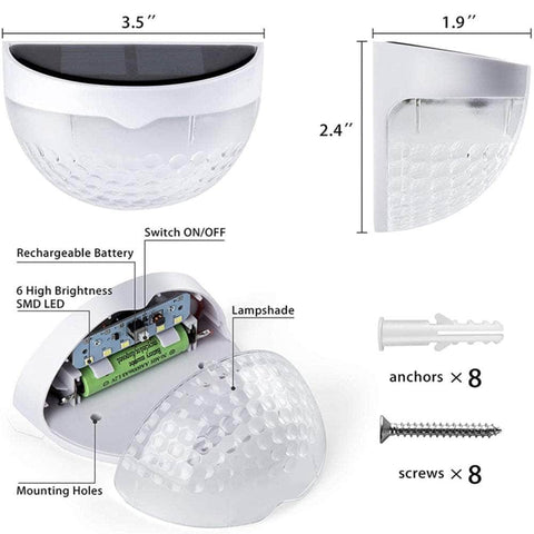 Solar Powered Led Wall Fence Lamp Lights