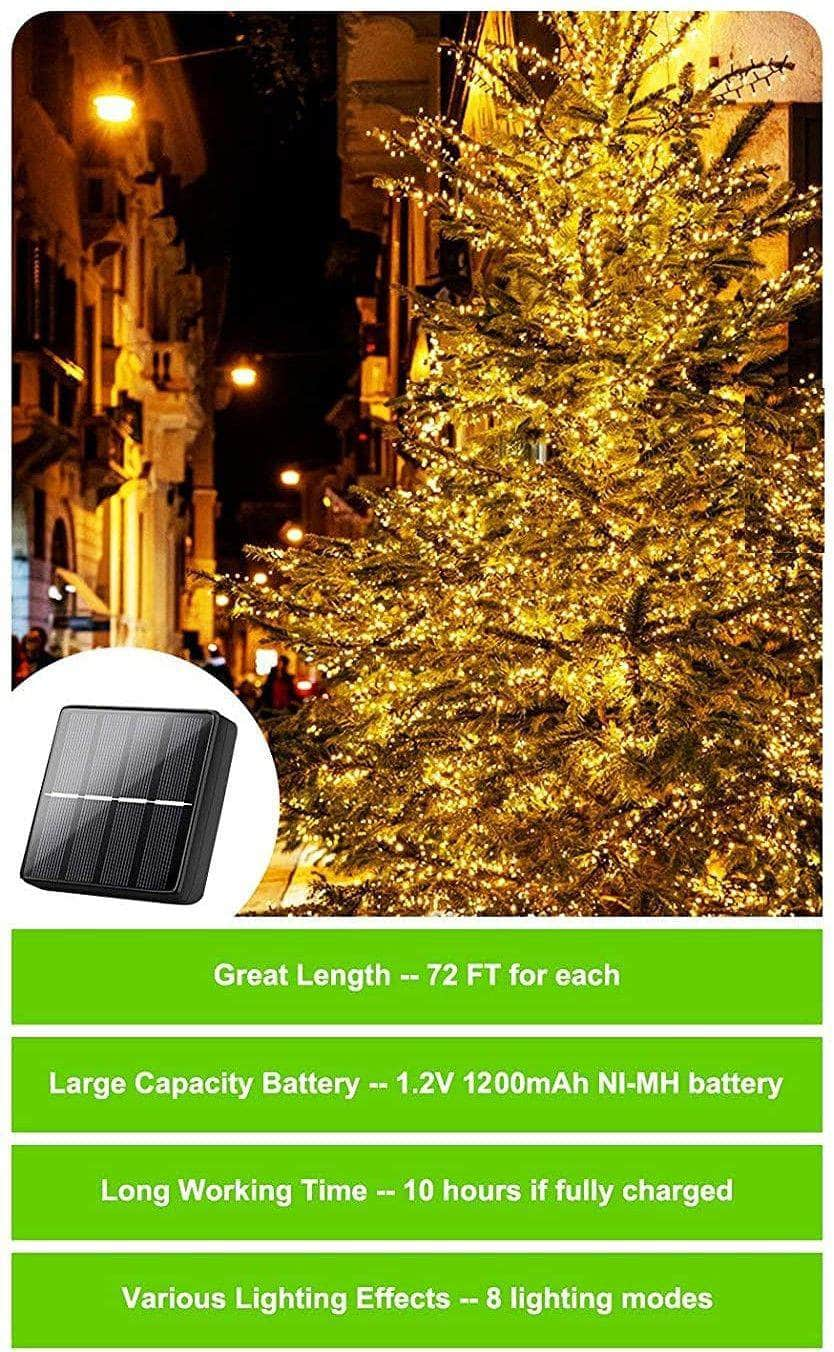 Solar-Powered Outdoor Lights: 20M, 200 Led, 8 Modes, Waterproof